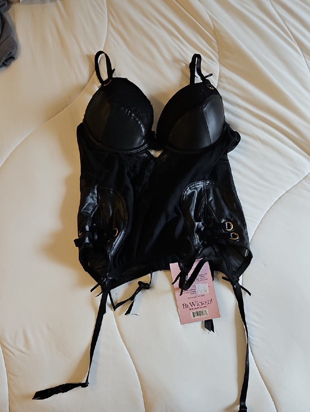 Women's Black Bustier with Garter Straps